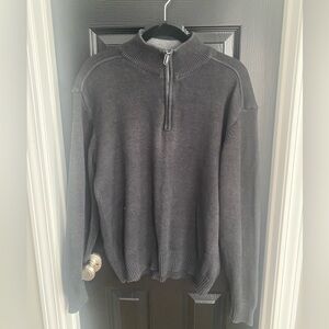 Oscar de la Renta Mens Gray Quarter-Zip Sweater-Size L